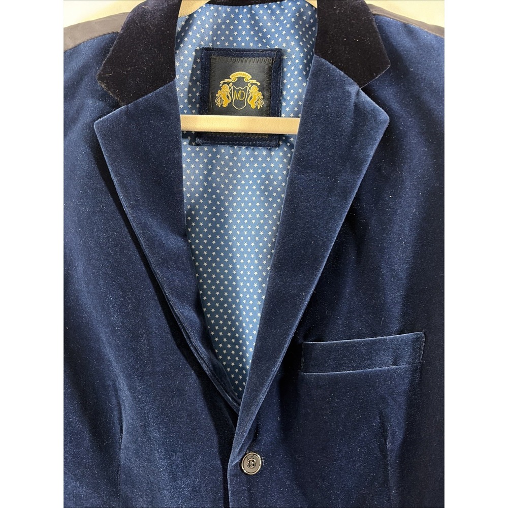 Marc Darcy velvet lapel two-pocket smart formal waistcoat in blue 44R - Picture 3 of 11